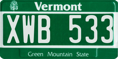 VT license plate XWB533