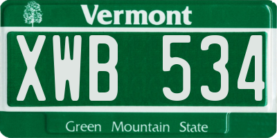 VT license plate XWB534