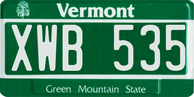 VT license plate XWB535