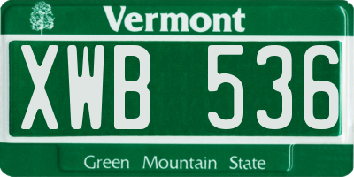VT license plate XWB536