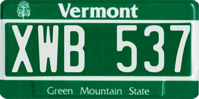 VT license plate XWB537