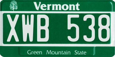 VT license plate XWB538