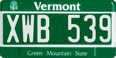 VT license plate XWB539