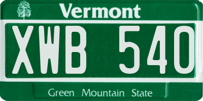 VT license plate XWB540