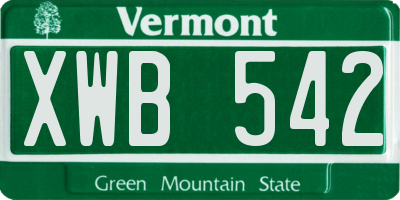 VT license plate XWB542