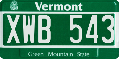 VT license plate XWB543