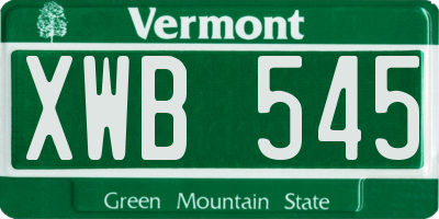 VT license plate XWB545