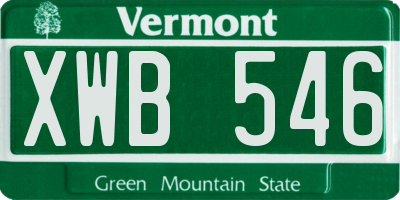 VT license plate XWB546