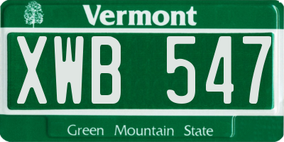 VT license plate XWB547