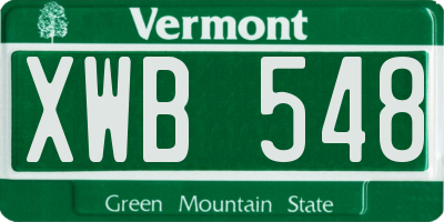 VT license plate XWB548
