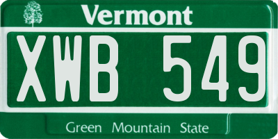 VT license plate XWB549