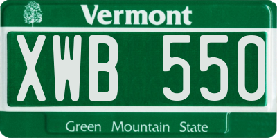 VT license plate XWB550
