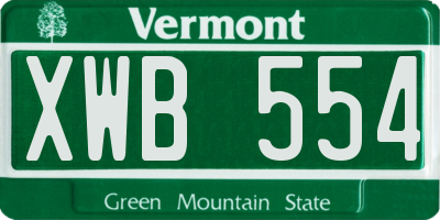 VT license plate XWB554