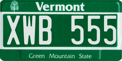 VT license plate XWB555