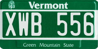 VT license plate XWB556
