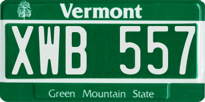 VT license plate XWB557