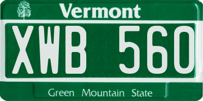 VT license plate XWB560