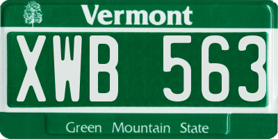 VT license plate XWB563