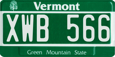 VT license plate XWB566