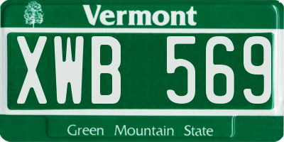 VT license plate XWB569