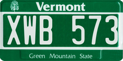 VT license plate XWB573