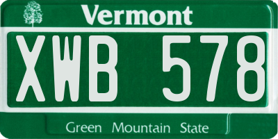 VT license plate XWB578