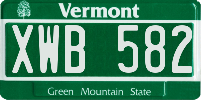 VT license plate XWB582