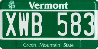 VT license plate XWB583
