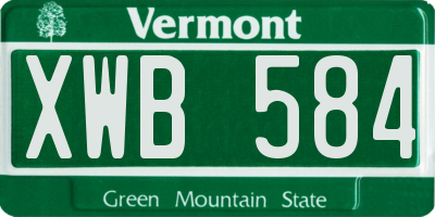 VT license plate XWB584