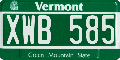 VT license plate XWB585