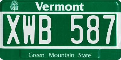 VT license plate XWB587