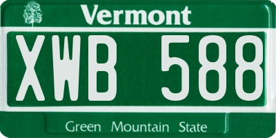 VT license plate XWB588