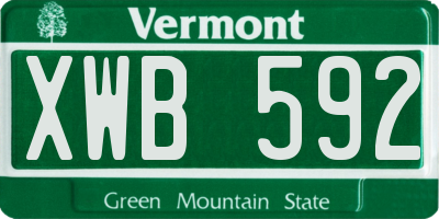 VT license plate XWB592