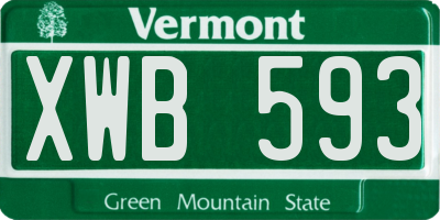 VT license plate XWB593