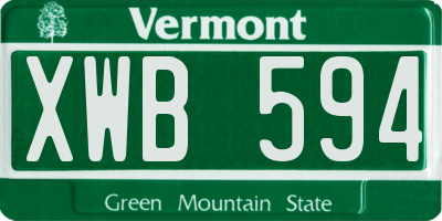 VT license plate XWB594