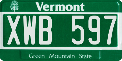 VT license plate XWB597