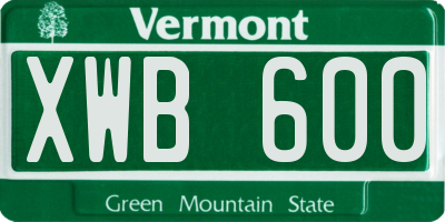 VT license plate XWB600