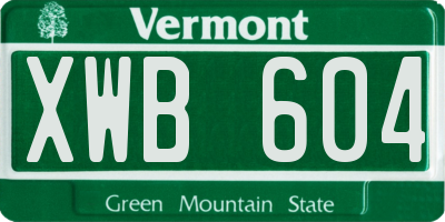 VT license plate XWB604