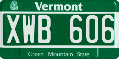 VT license plate XWB606