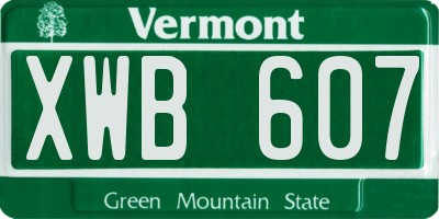 VT license plate XWB607