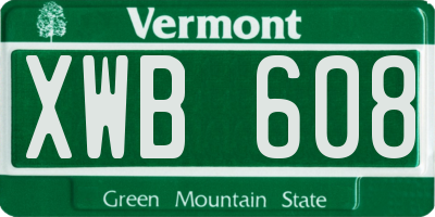 VT license plate XWB608