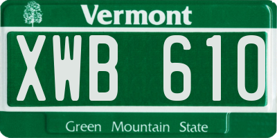 VT license plate XWB610