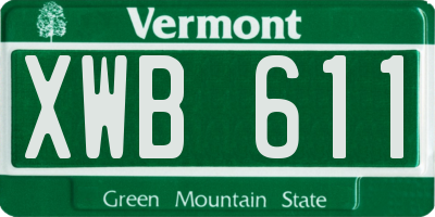 VT license plate XWB611