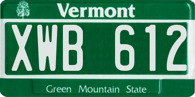 VT license plate XWB612