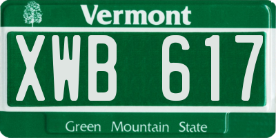 VT license plate XWB617