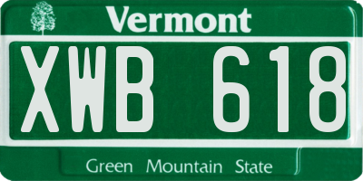 VT license plate XWB618