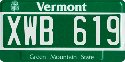 VT license plate XWB619