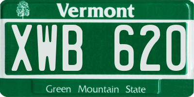 VT license plate XWB620