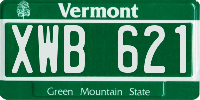 VT license plate XWB621