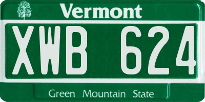 VT license plate XWB624